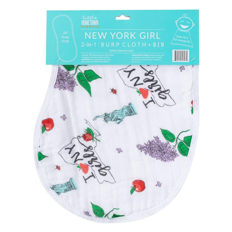 Gift Set: New York Girl Baby Muslin Swaddle Blanket and Burp Cloth/Bib Combo-thumbmail-3