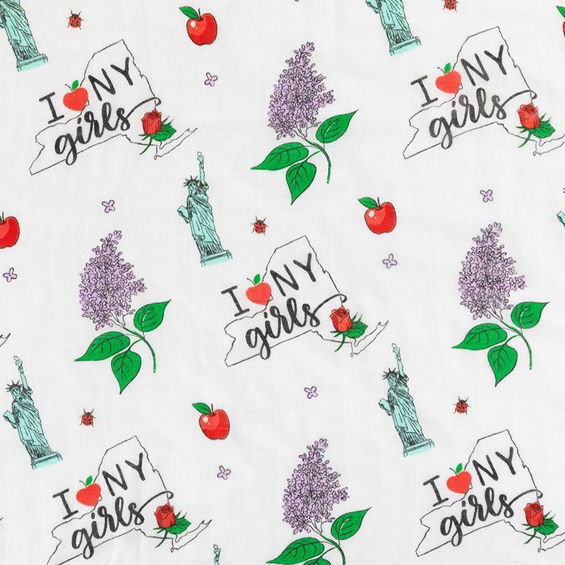 Gift Set: New York Girl Baby Muslin Swaddle Blanket and Burp Cloth/Bib Combo-thumbmail-5
