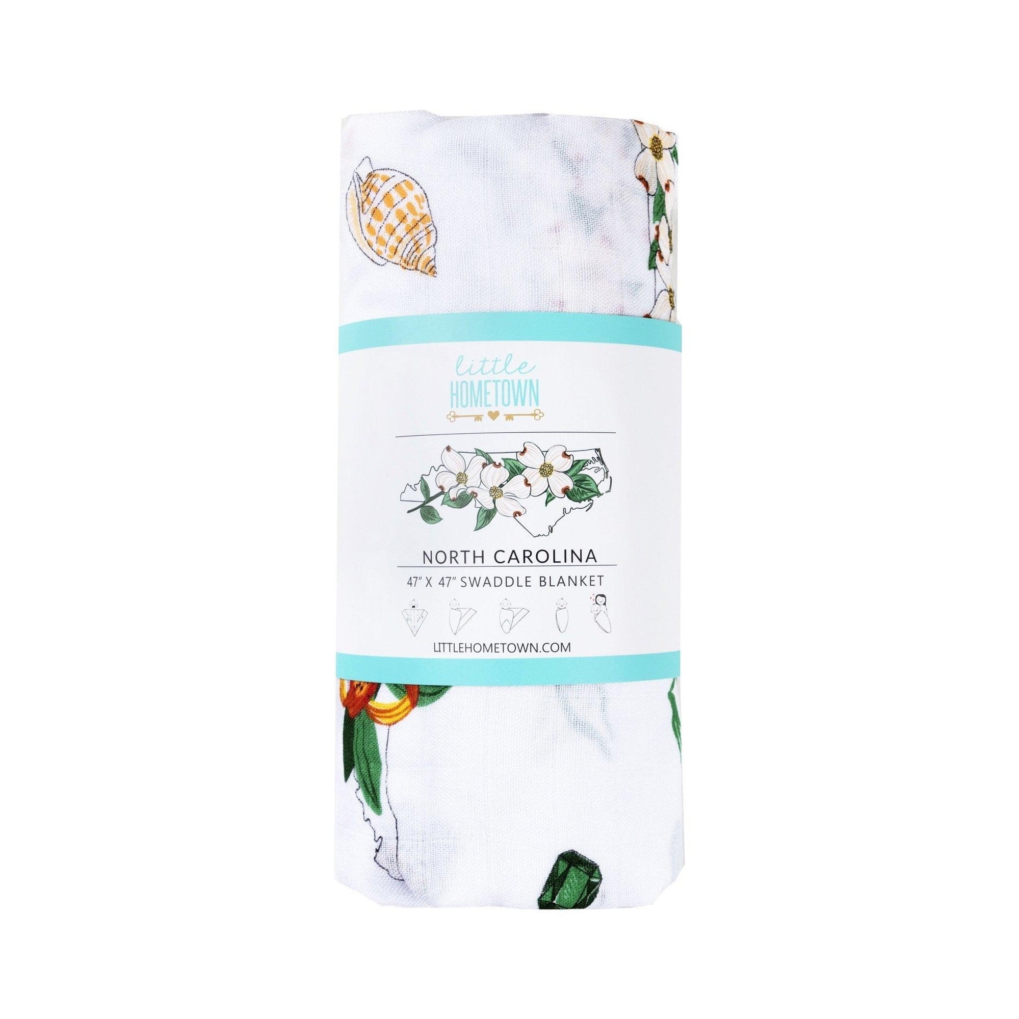 Gift Set: North Carolina Baby Muslin Swaddle Blanket and Burp Cloth/Bib Combo (Floral)-thumbmail-8