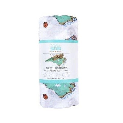 Gift Set: North Carolina Baby Muslin Swaddle Blanket and Burp Cloth/Bib Combo-thumbmail-3