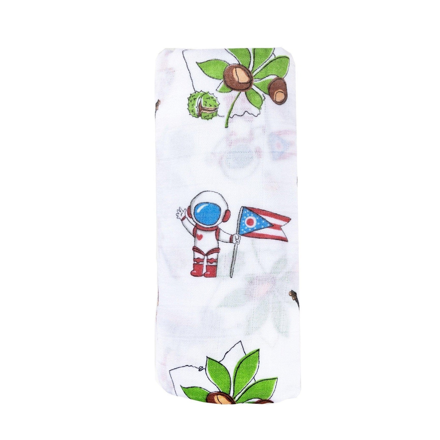 Gift Set: Ohio Baby Muslin Swaddle Receiving Blanket and Burp Cloth / Bib Combo-thumbmail-9