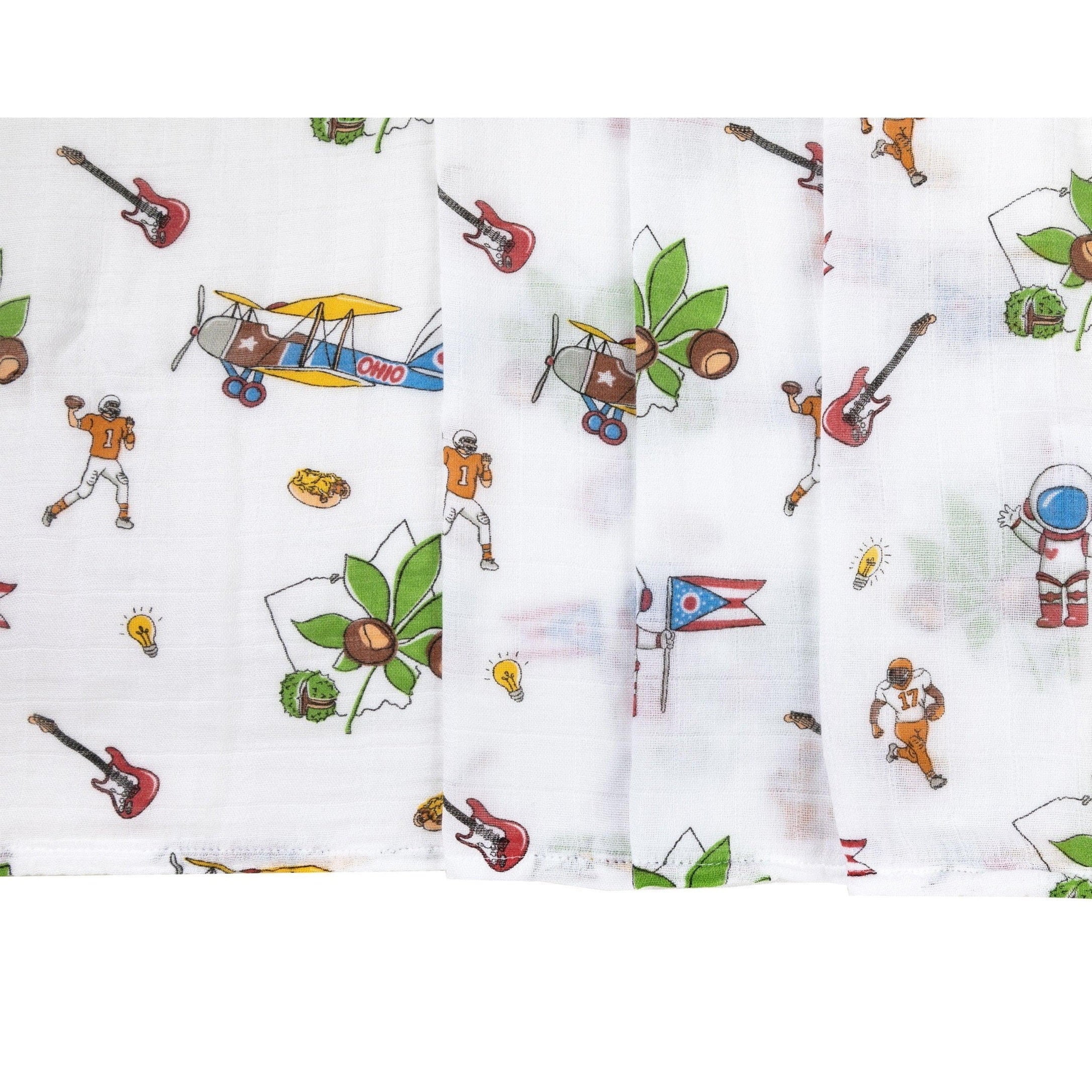 Gift Set: Ohio Baby Muslin Swaddle Receiving Blanket and Burp Cloth / Bib Combo-thumbmail-1