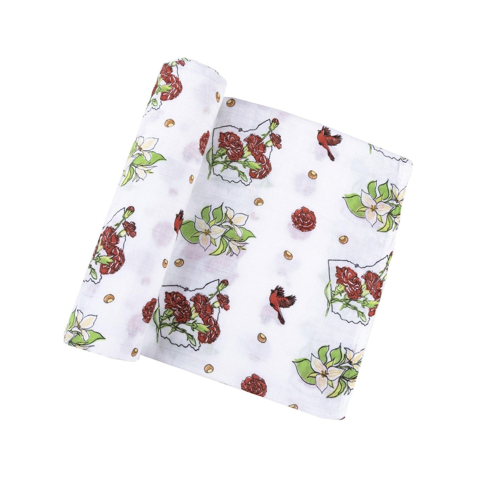 Gift Set: Ohio Baby Muslin Swaddle Receiving Blanket (Floral) and Burp/Bib Combo-thumbmail-3