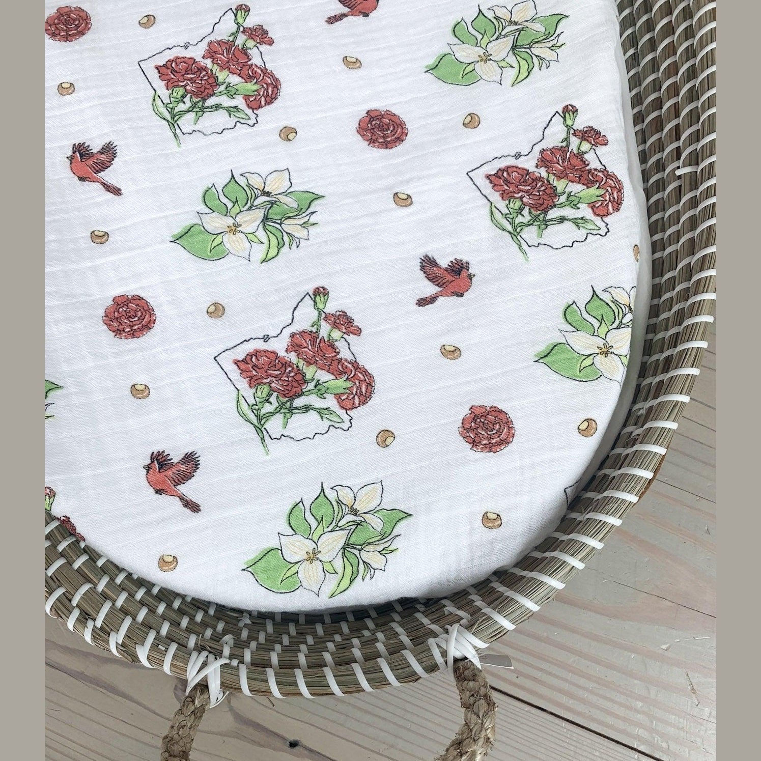 Gift Set: Ohio Baby Muslin Swaddle Receiving Blanket (Floral) and Burp/Bib Combo-thumbmail-1