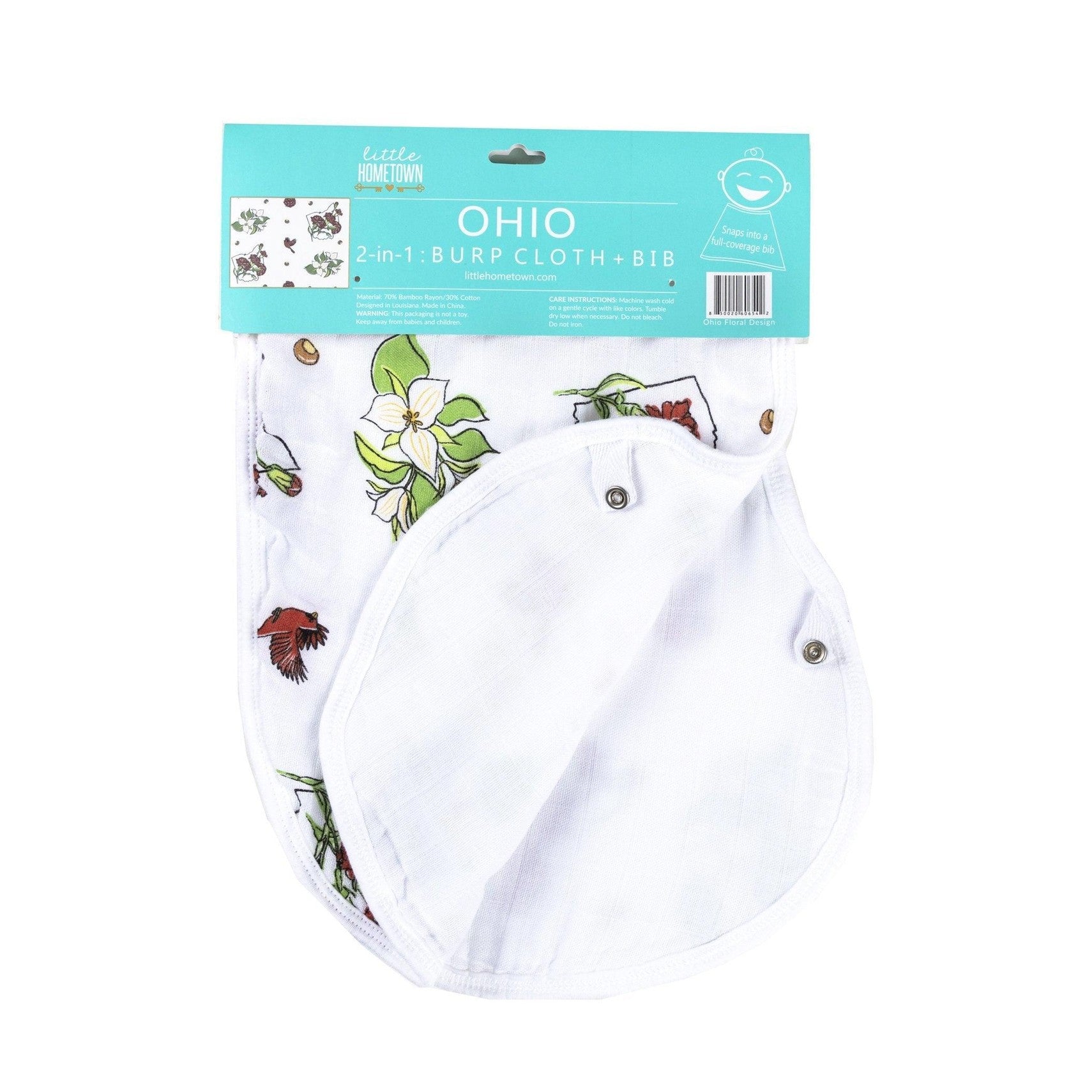 Gift Set: Ohio Baby Muslin Swaddle Receiving Blanket (Floral) and Burp/Bib Combo-thumbmail-9