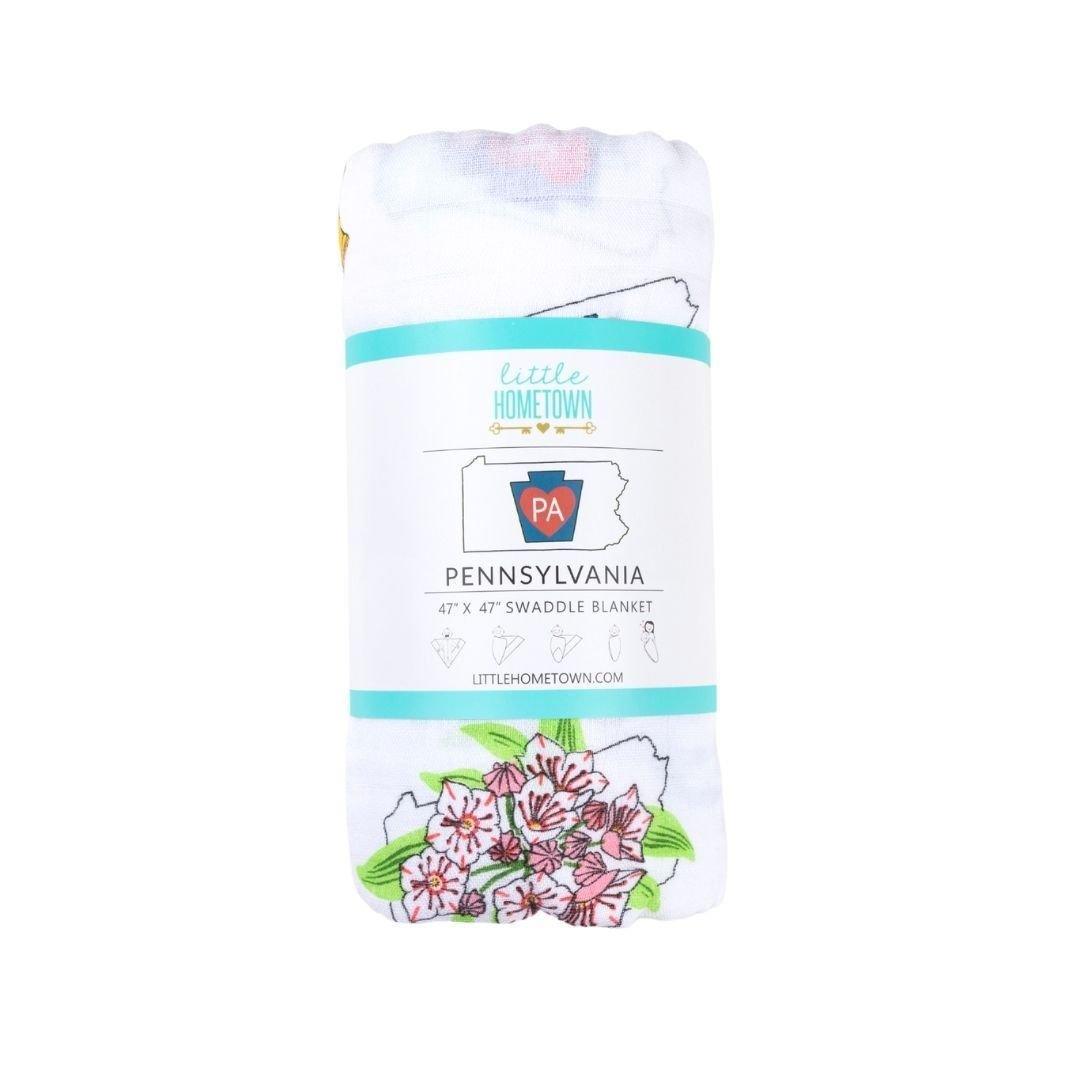 Gift Set: Pennsylvania Baby Muslin Swaddle Blanket and Burp Cloth/Bib Combo-thumbmail-2