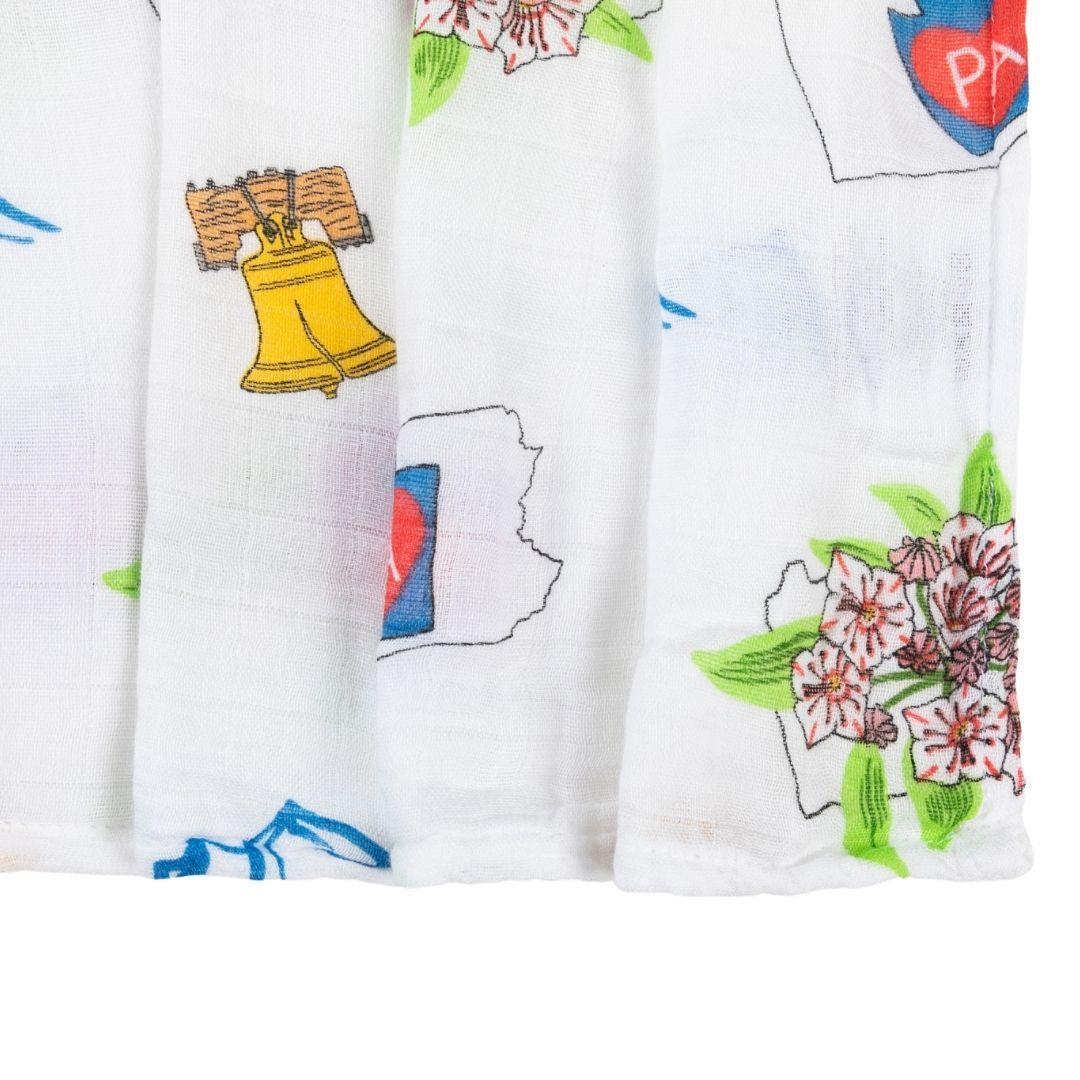 Gift Set: Pennsylvania Baby Muslin Swaddle Blanket and Burp Cloth/Bib Combo-thumbmail-3