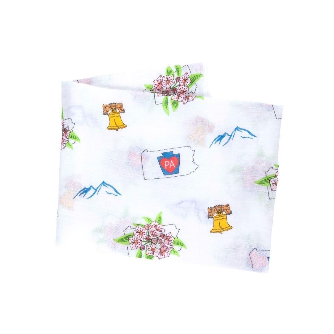 Gift Set: Pennsylvania Baby Muslin Swaddle Blanket and Burp Cloth/Bib Combo-thumbmail-5