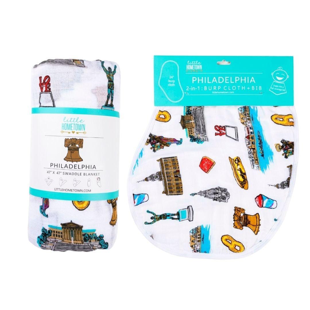 Gift Set: Philadelphia Baby Muslin Swaddle Blanket and Burp Cloth/Bib Combo-thumbmail-7
