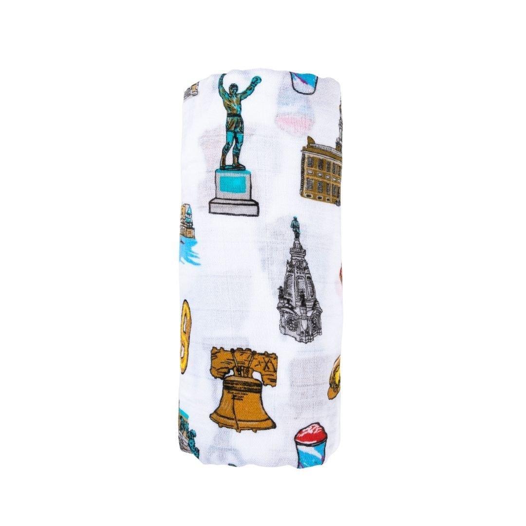 Gift Set: Philadelphia Baby Muslin Swaddle Blanket and Burp Cloth/Bib Combo-thumbmail-4