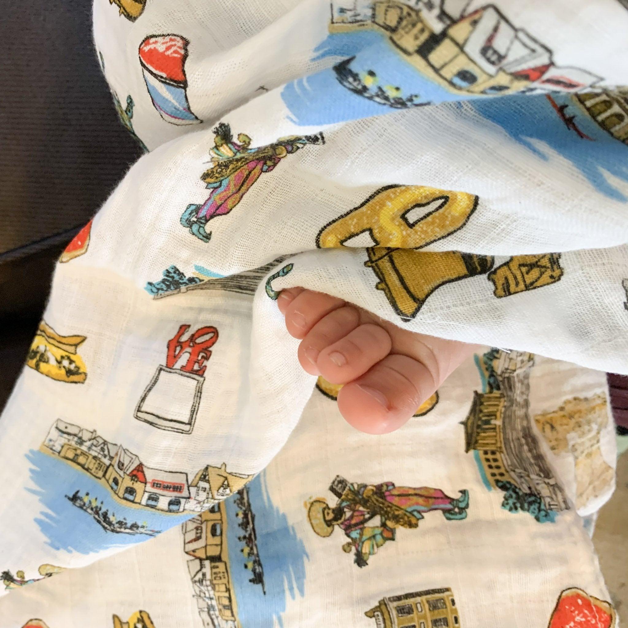 Gift Set: Philadelphia Baby Muslin Swaddle Blanket and Burp Cloth/Bib Combo-thumbmail-8