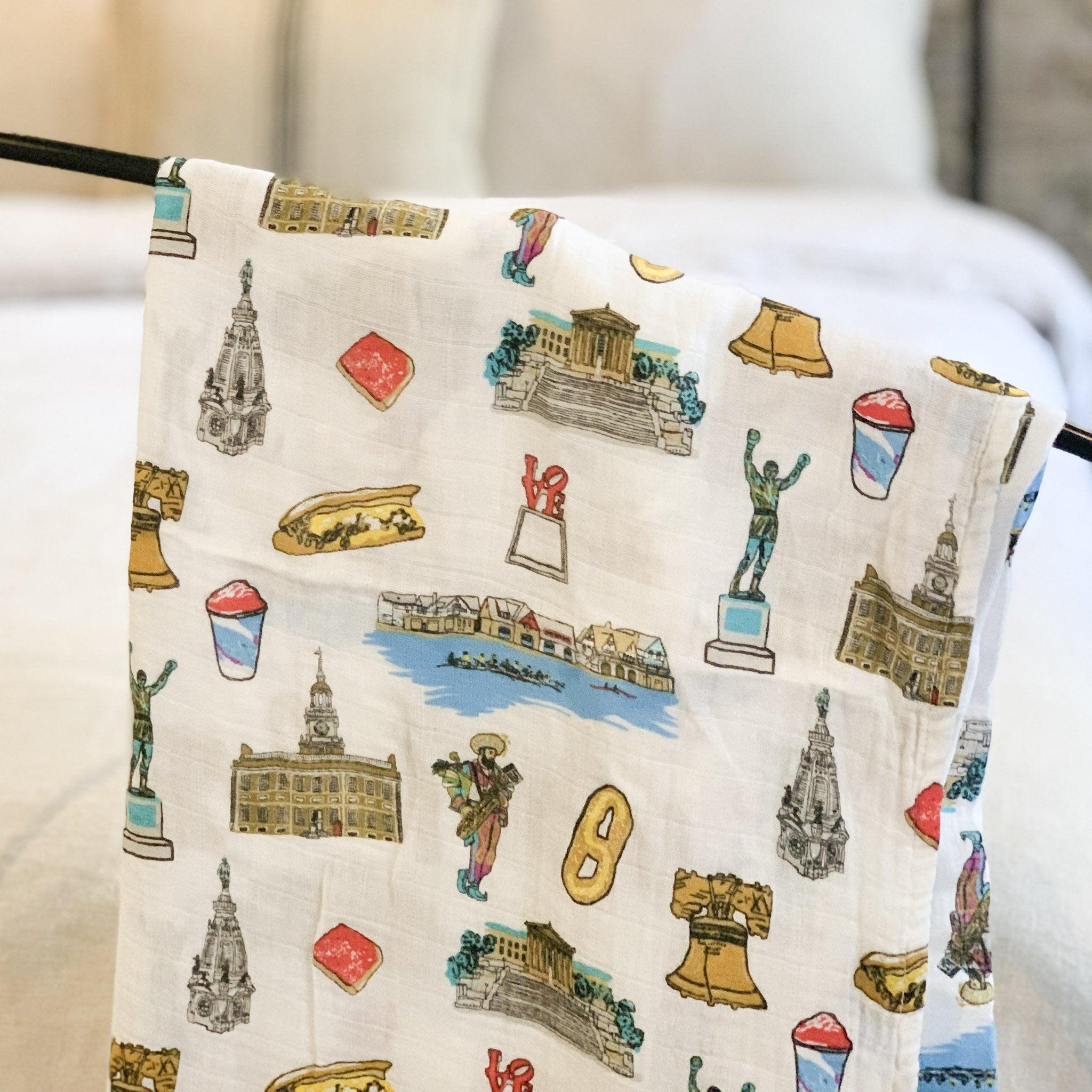 Gift Set: Philadelphia Baby Muslin Swaddle Blanket and Burp Cloth/Bib Combo-thumbmail-10