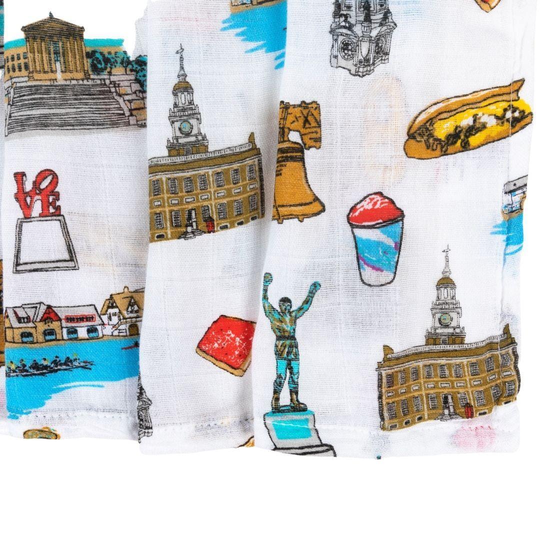 Gift Set: Philadelphia Baby Muslin Swaddle Blanket and Burp Cloth/Bib Combo-thumbmail-2