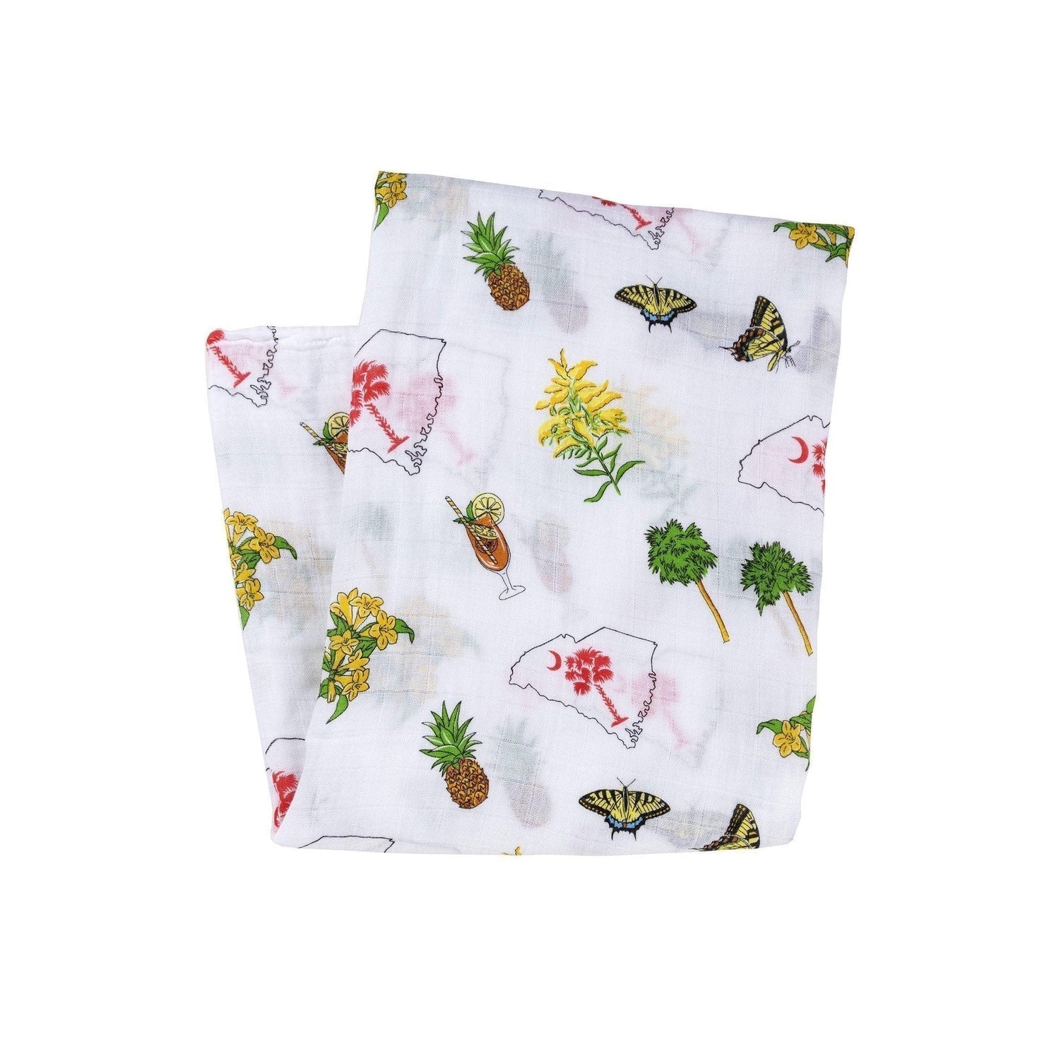 Gift Set: South Carolina Girl Baby Muslin Swaddle Blanket and Burp Cloth/Bib Combo-thumbmail-2