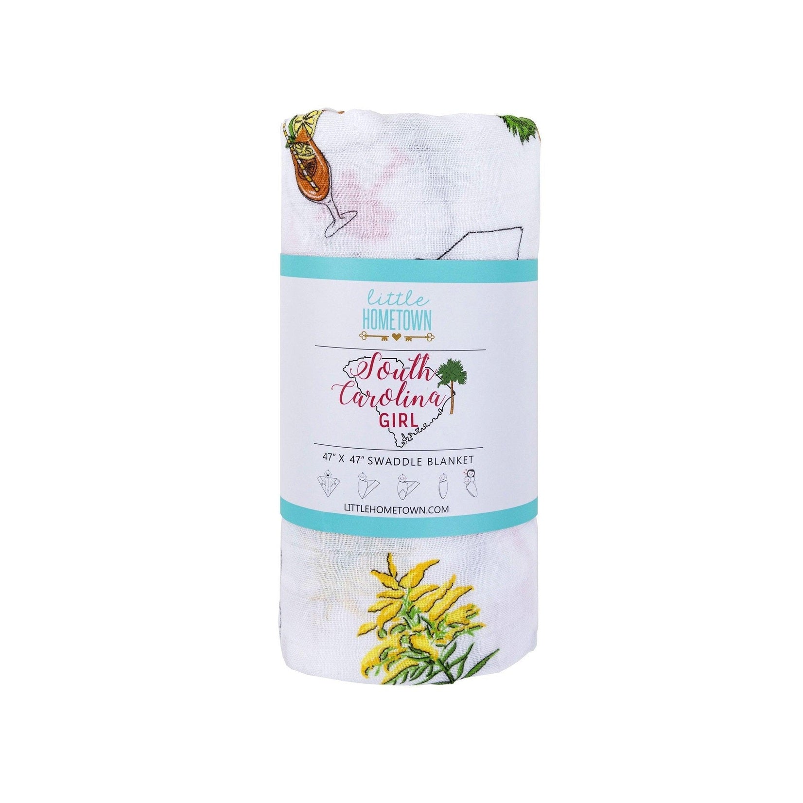 Gift Set: South Carolina Girl Baby Muslin Swaddle Blanket and Burp Cloth/Bib Combo-thumbmail-5