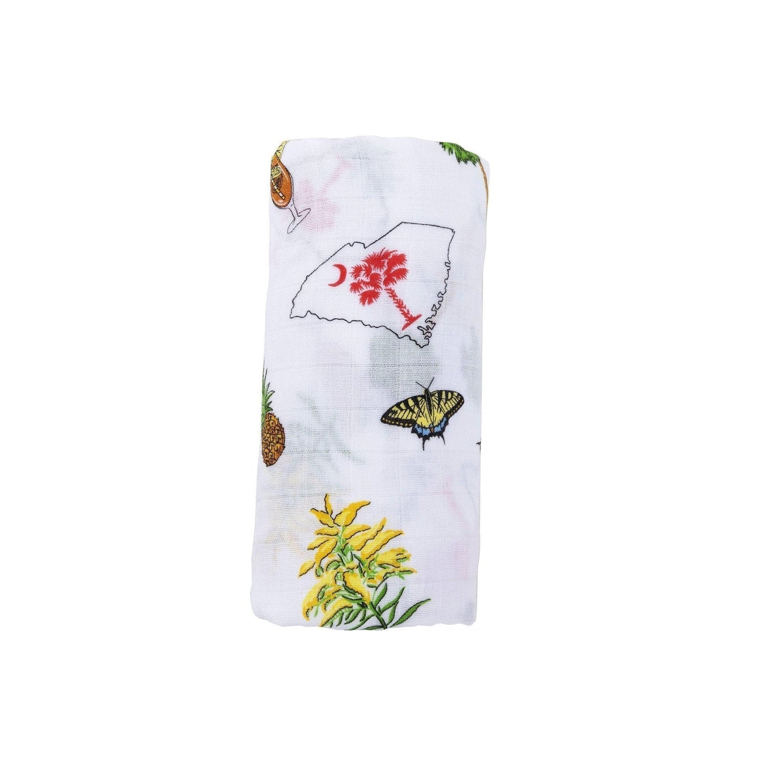 Gift Set: South Carolina Girl Baby Muslin Swaddle Blanket and Burp Cloth/Bib Combo-thumbmail-3