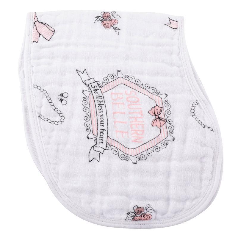 Gift Set: Southern Belle Baby Muslin Swaddle Blanket and Burp Cloth/Bib Combo-thumbmail-5