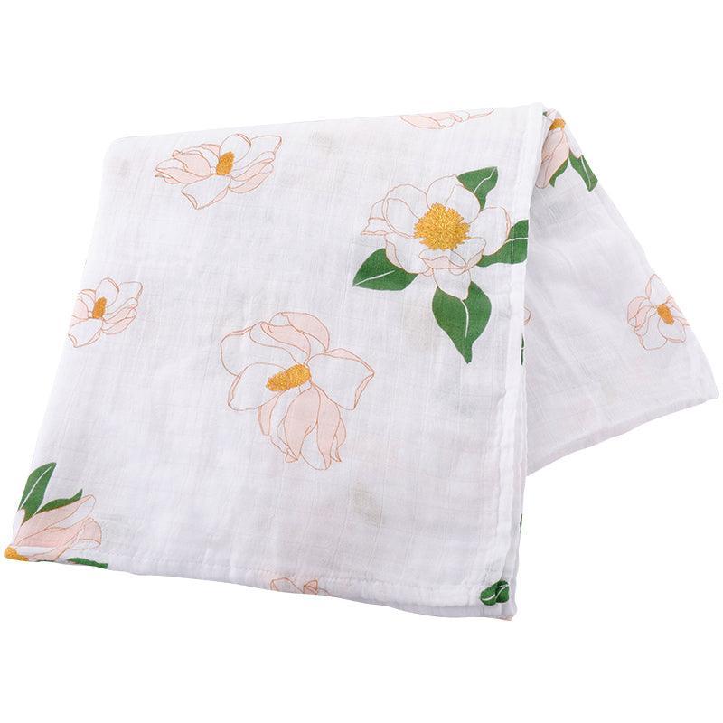 Gift Set: Southern Magnolia Baby Muslin Swaddle Blanket and Burp Cloth/Bib Combo-thumbmail-8
