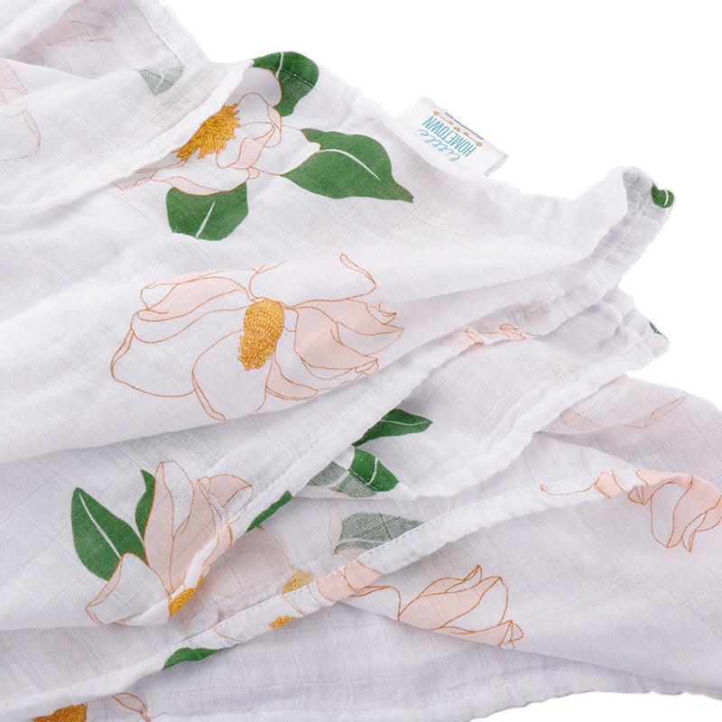 Gift Set: Southern Magnolia Baby Muslin Swaddle Blanket and Burp Cloth/Bib Combo-thumbmail-9
