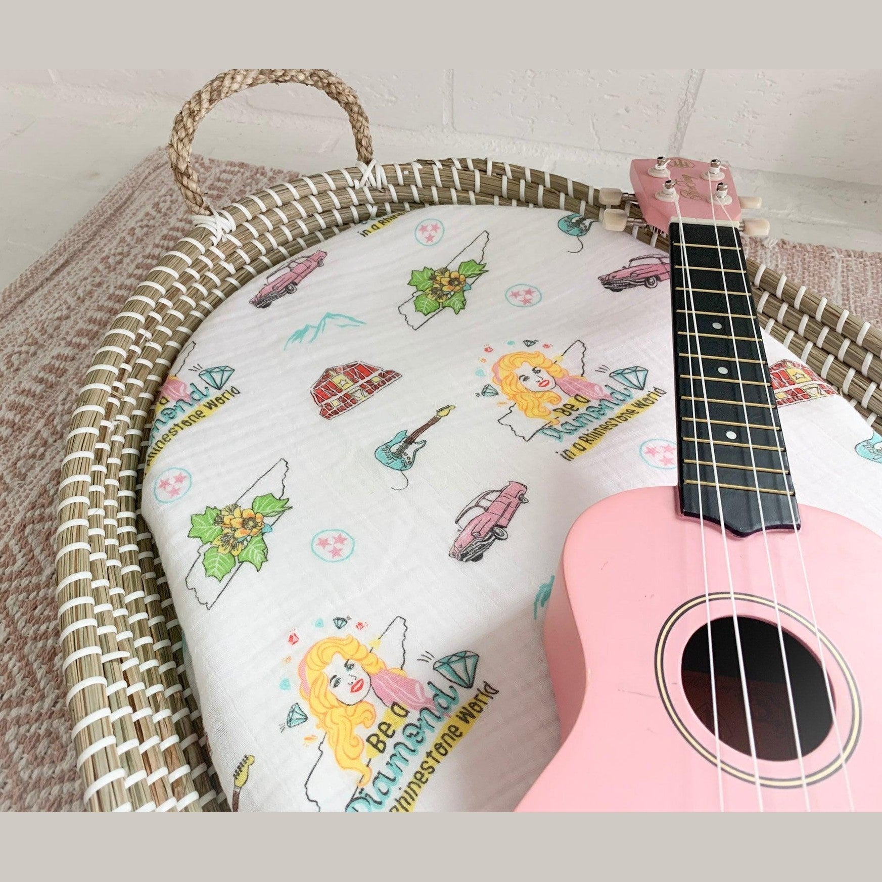 Gift Set: Tennessee Baby Muslin Swaddle Blanket and Burp Cloth/Bib Combo (Floral)-thumbmail-6