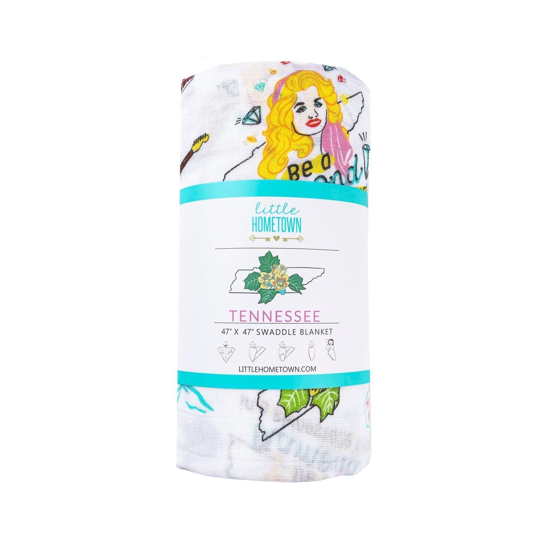 Gift Set: Tennessee Baby Muslin Swaddle Blanket and Burp Cloth/Bib Combo (Floral)-thumbmail-9