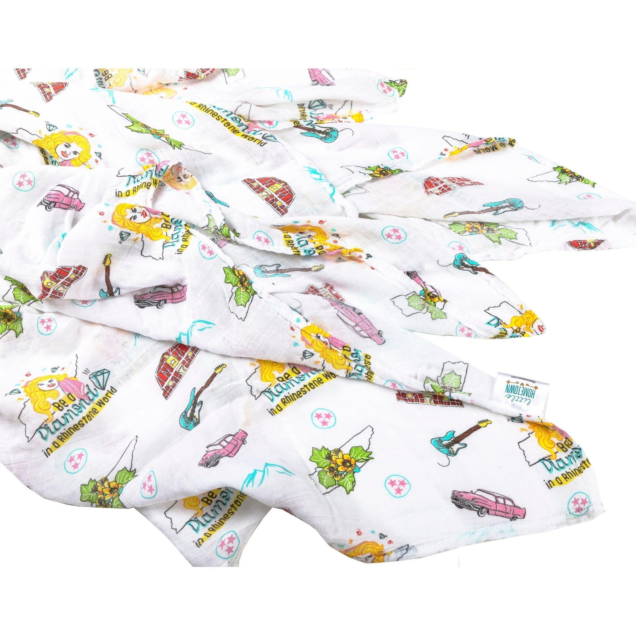 Gift Set: Tennessee Baby Muslin Swaddle Blanket and Burp Cloth/Bib Combo (Floral)-thumbmail-3