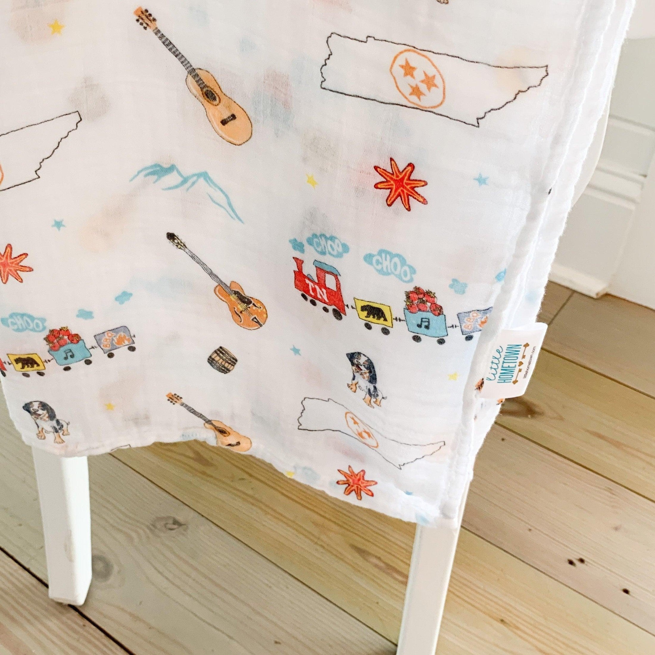 Gift Set: Tennessee Baby Muslin Swaddle Blanket and Burp Cloth/Bib Combo-thumbmail-4