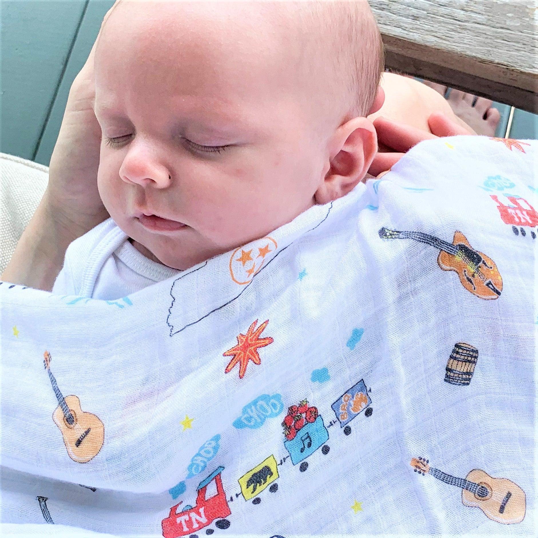 Gift Set: Tennessee Baby Muslin Swaddle Blanket and Burp Cloth/Bib Combo-thumbmail-10