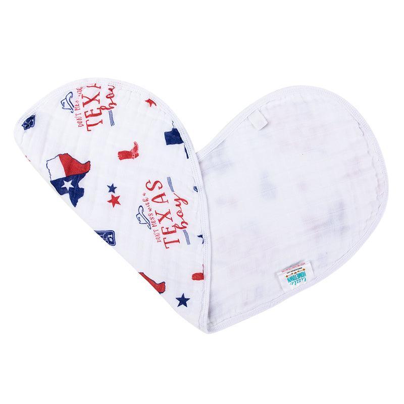 Gift Set: Texas Baby Boy Muslin Swaddle Blanket and Burp Cloth/Bib Combo-thumbmail-4