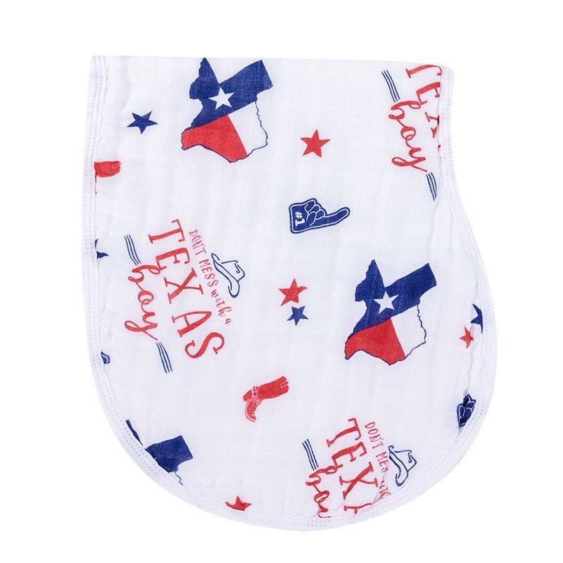 Gift Set: Texas Baby Boy Muslin Swaddle Blanket and Burp Cloth/Bib Combo-thumbmail-2
