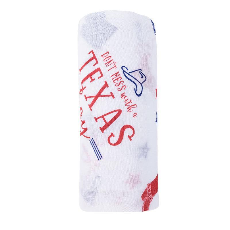 Gift Set: Texas Baby Boy Muslin Swaddle Blanket and Burp Cloth/Bib Combo-thumbmail-9