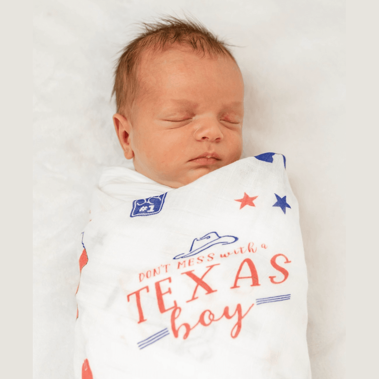 Gift Set: Texas Baby Boy Muslin Swaddle Blanket and Burp Cloth/Bib Combo-thumbmail-10