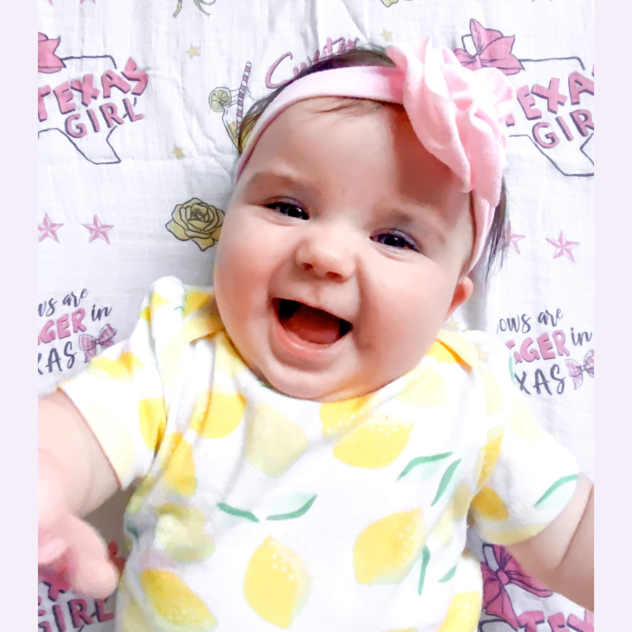Gift Set: Texas Baby Girl Muslin Swaddle Blanket and Burp Cloth/Bib Combo-thumbmail-4