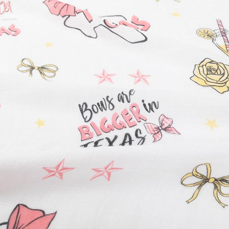 Gift Set: Texas Baby Girl Muslin Swaddle Blanket and Burp Cloth/Bib Combo-thumbmail-2
