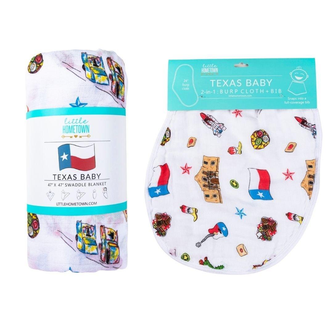 Gift Set: Texas Baby Unisex Muslin Swaddle Blanket and Burp Cloth/Bib Combo-thumbmail-8
