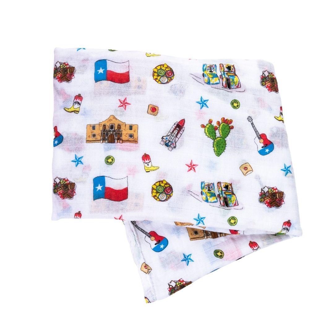 Gift Set: Texas Baby Unisex Muslin Swaddle Blanket and Burp Cloth/Bib Combo-thumbmail-7