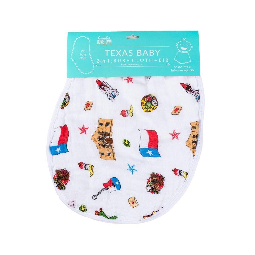 Gift Set: Texas Baby Unisex Muslin Swaddle Blanket and Burp Cloth/Bib Combo-thumbmail-2