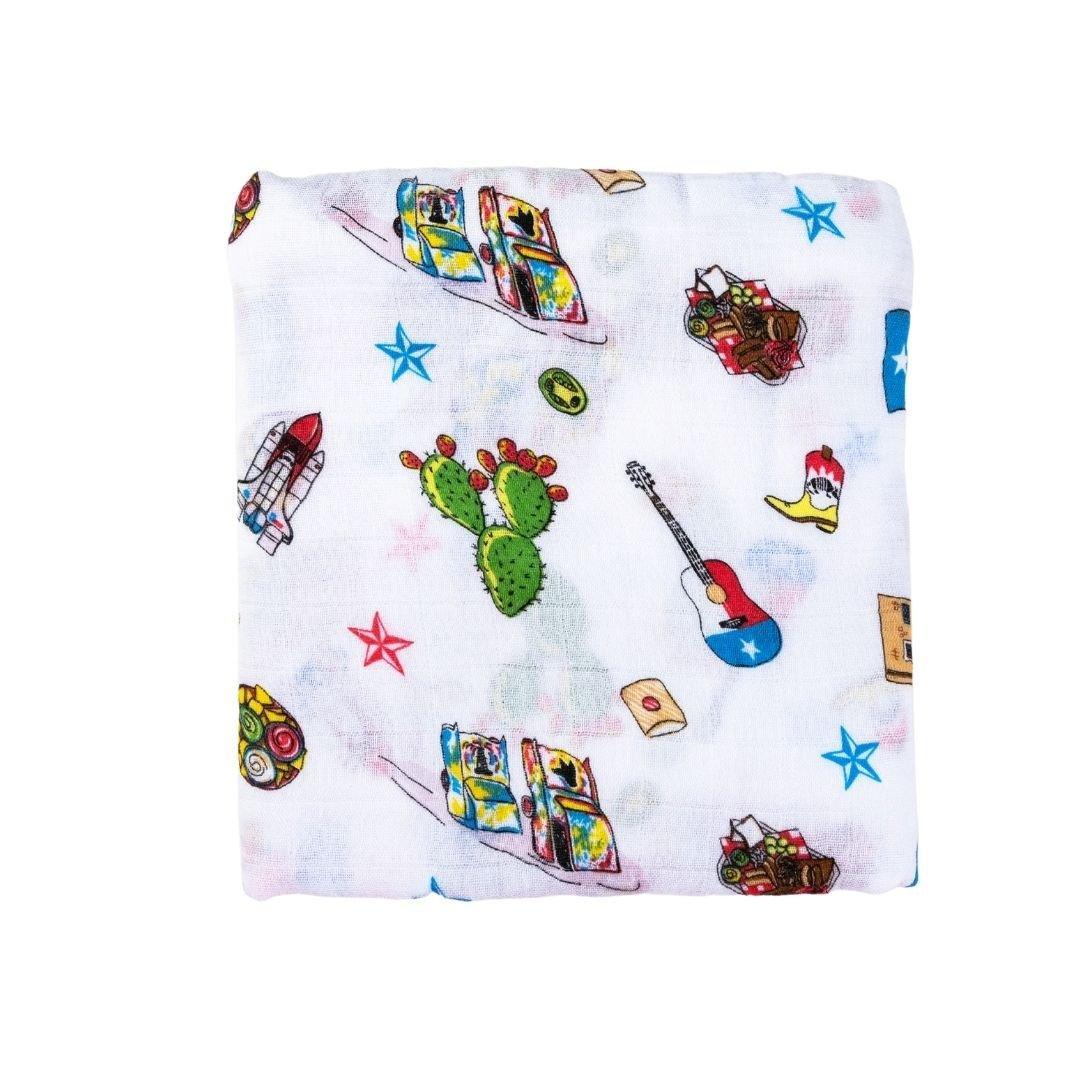 Gift Set: Texas Baby Unisex Muslin Swaddle Blanket and Burp Cloth/Bib Combo-thumbmail-4