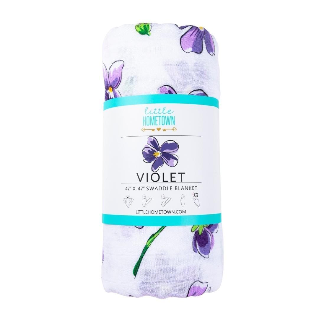 Gift Set: Violet Baby Muslin Swaddle Blanket and Burp Cloth/Bib Combo-thumbmail-3