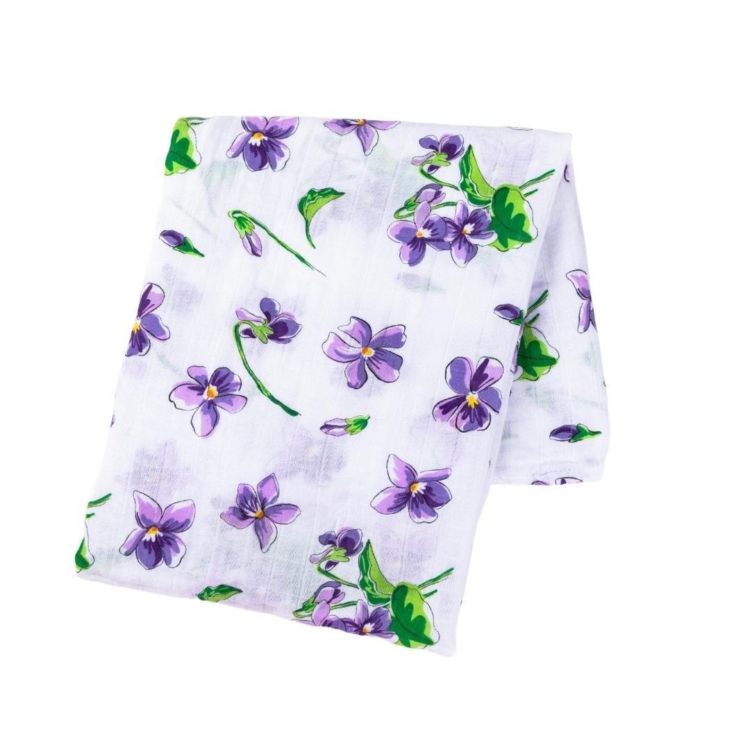 Gift Set: Violet Baby Muslin Swaddle Blanket and Burp Cloth/Bib Combo-thumbmail-5