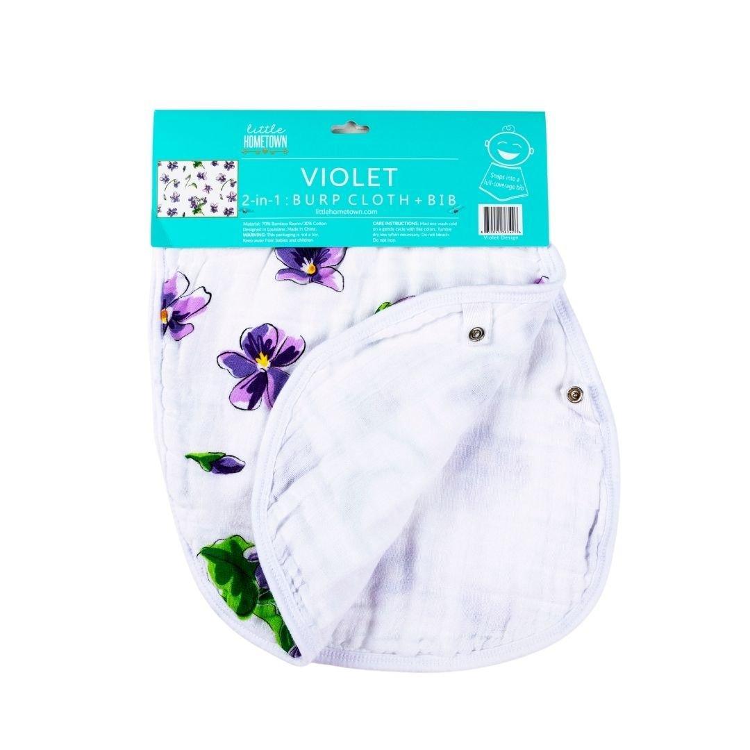 Gift Set: Violet Baby Muslin Swaddle Blanket and Burp Cloth/Bib Combo-thumbmail-6