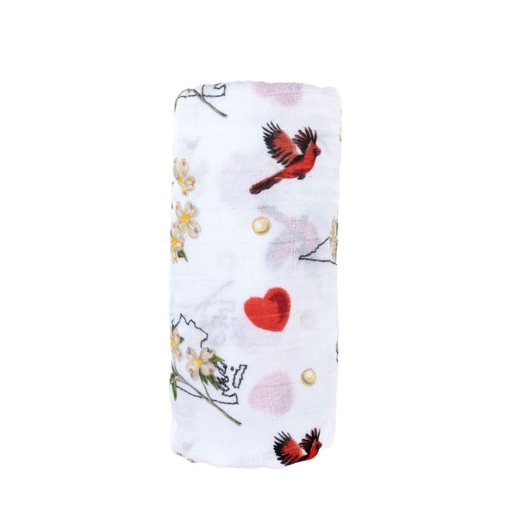 Gift Set: Virginia Baby Muslin Swaddle Blanket and Burp Cloth/Bib Combo (Floral)-thumbmail-8