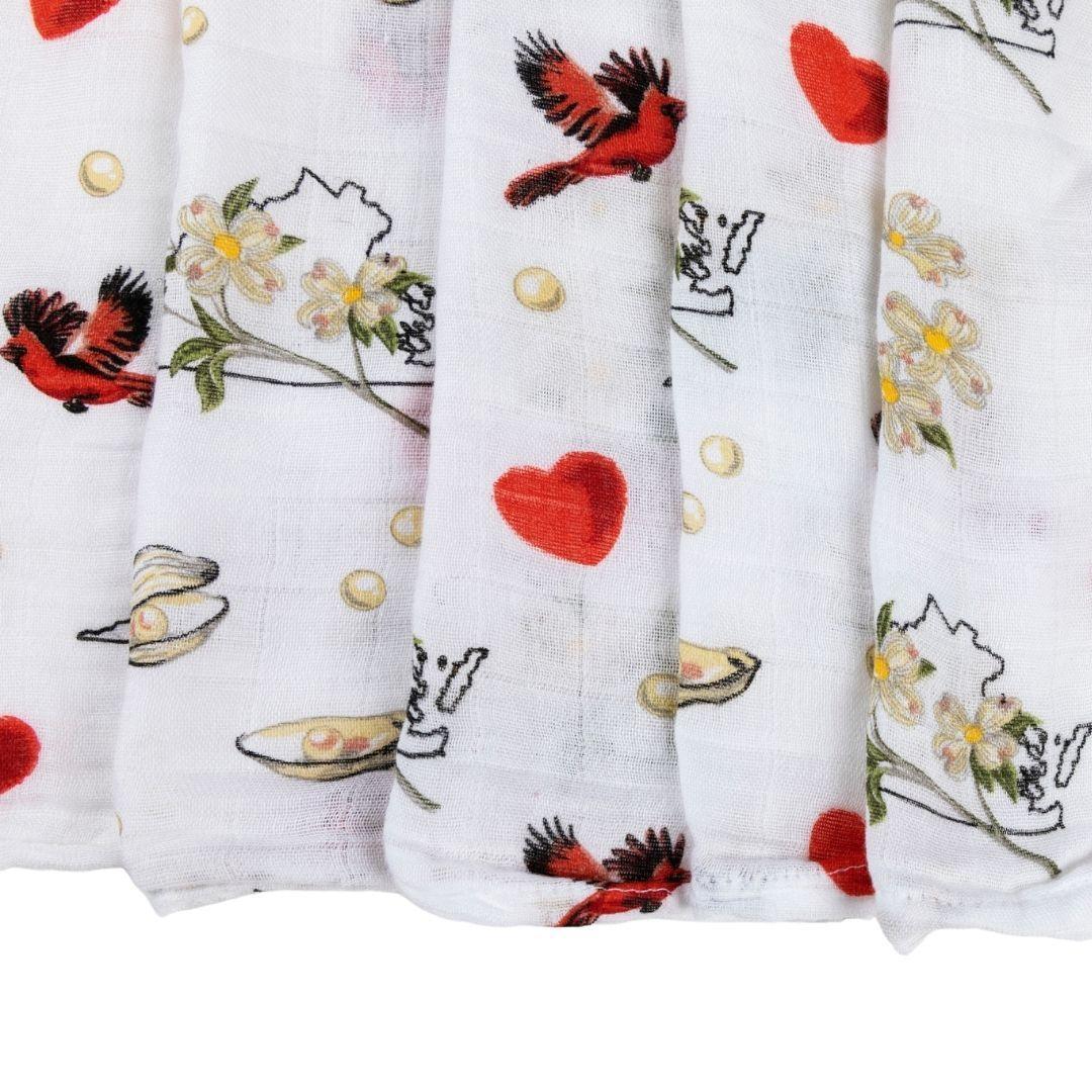 Gift Set: Virginia Baby Muslin Swaddle Blanket and Burp Cloth/Bib Combo (Floral)-thumbmail-9