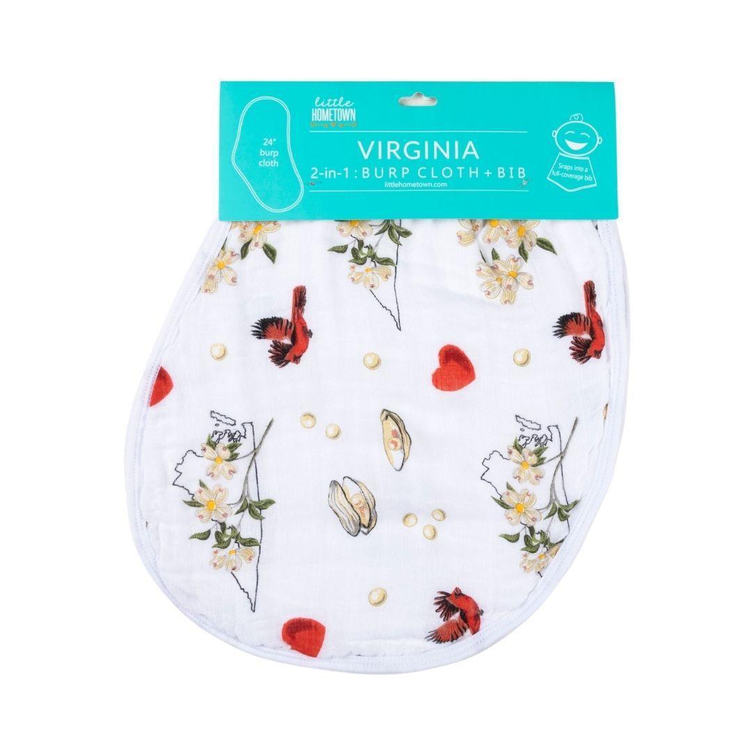 Gift Set: Virginia Baby Muslin Swaddle Blanket and Burp Cloth/Bib Combo (Floral)-thumbmail-1