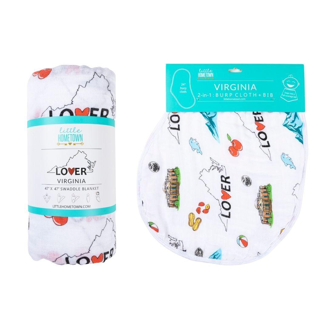 Gift Set: Virginia Baby Muslin Swaddle Blanket and Burp Cloth/Bib Combo-thumbmail-2