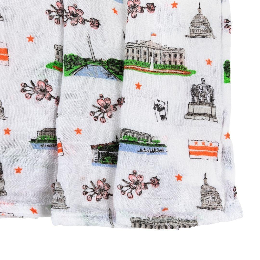 Gift Set: Washington D.C. Baby Muslin Swaddle Blanket and Burp Cloth/Bib Combo-thumbmail-7