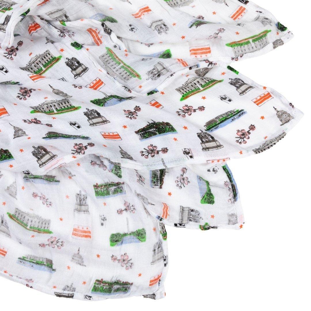 Gift Set: Washington D.C. Baby Muslin Swaddle Blanket and Burp Cloth/Bib Combo-thumbmail-8