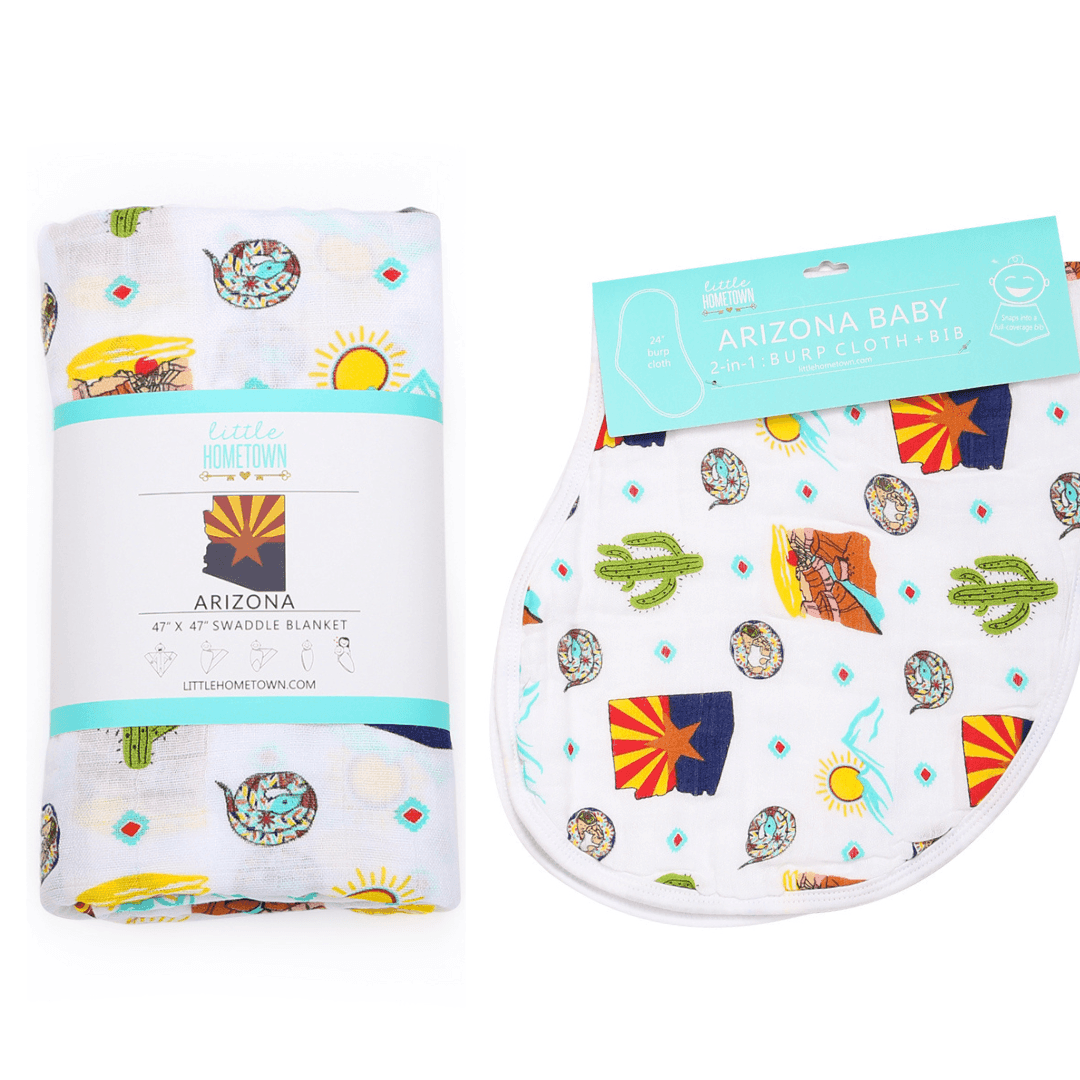 GiftSet: Arizona Baby Muslin Swaddle Blanket and Burp Cloth/Bib Combo-thumbmail-1