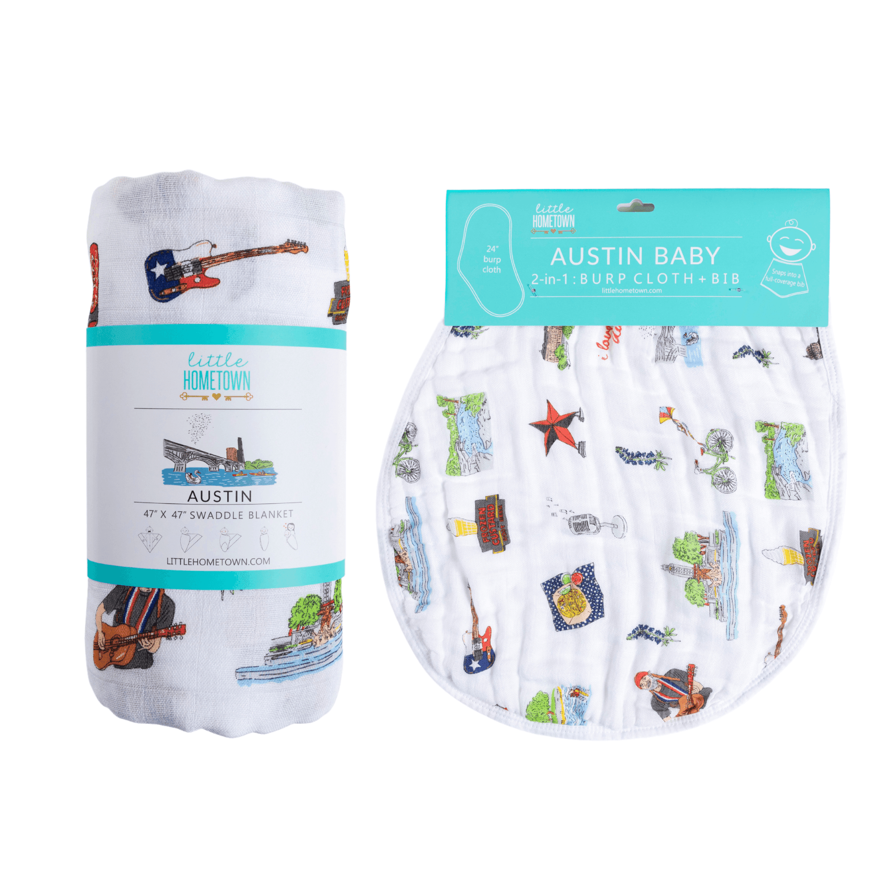 GiftSet: Austin Baby Muslin Swaddle Blanket and Burp Cloth/Bib Combo-thumbmail-5