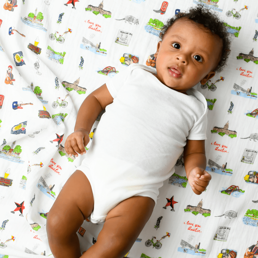 GiftSet: Austin Baby Muslin Swaddle Blanket and Burp Cloth/Bib Combo-thumbmail-6